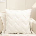 thumbnail image 1 of Nvzi 2 fundas de almohada reversibles de pelo largo, clásicas y atemporales, fundas de almohada simples de color puro de 17,72 x 17,72 pulgadas (blanco roto), 1 of 5