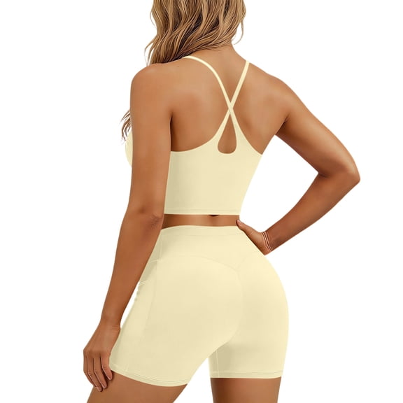 Plus Size Fashion for Women Summer Sleeveless Cross Back Tank Top and Legging Matching Set Yoga Gym Outfits