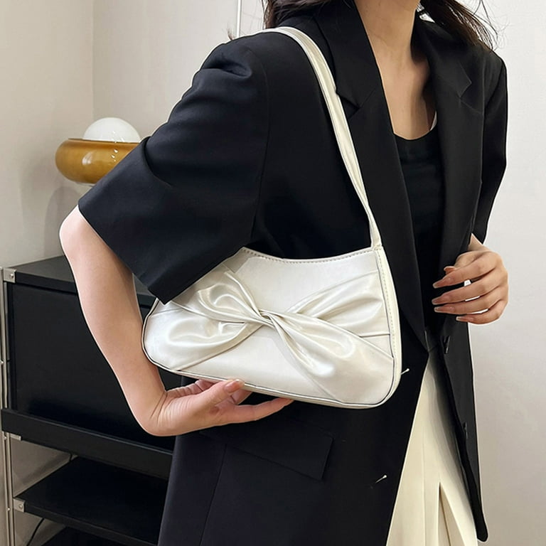 LUOGENLI Summer Handbags for Women 2024 Ladies Shoulder Bag Solid Color Bow Personality Simple Armpit Square Bag Crossbody Bags for Women Trendy Travel Small Crossbody Bags for Women Cell Phone Purse