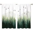 thumbnail image 6 of Green Misty Forest Small Kitchen Curtains Nature Window Treatment Tree Woodland Rod Pocket Cafe Short Curtains for Bathroom Dining Laundry Room Mountain Tier Treatment Drapes 27.5x39 inch, 6 of 6