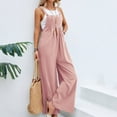 thumbnail image 3 of Women Cotton Linen Jumpsuit Casual Wide Leg Suspender Pants Summer Loose Rompers, 3 of 11