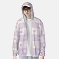 thumbnail image 3 of Picia Floral Purple Buffalo Plaid Women's Men's UPF 50+ Sun Protection Hoodie Shirt Long Sleeve SPF Fishing Outdoor UV Hiking Lightweight Shirts-Small, 3 of 9