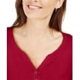 thumbnail image 2 of KAREN SCOTT Womens Purple Stretch Henley 3/4 Sleeve Split Top Petites PM, 2 of 3