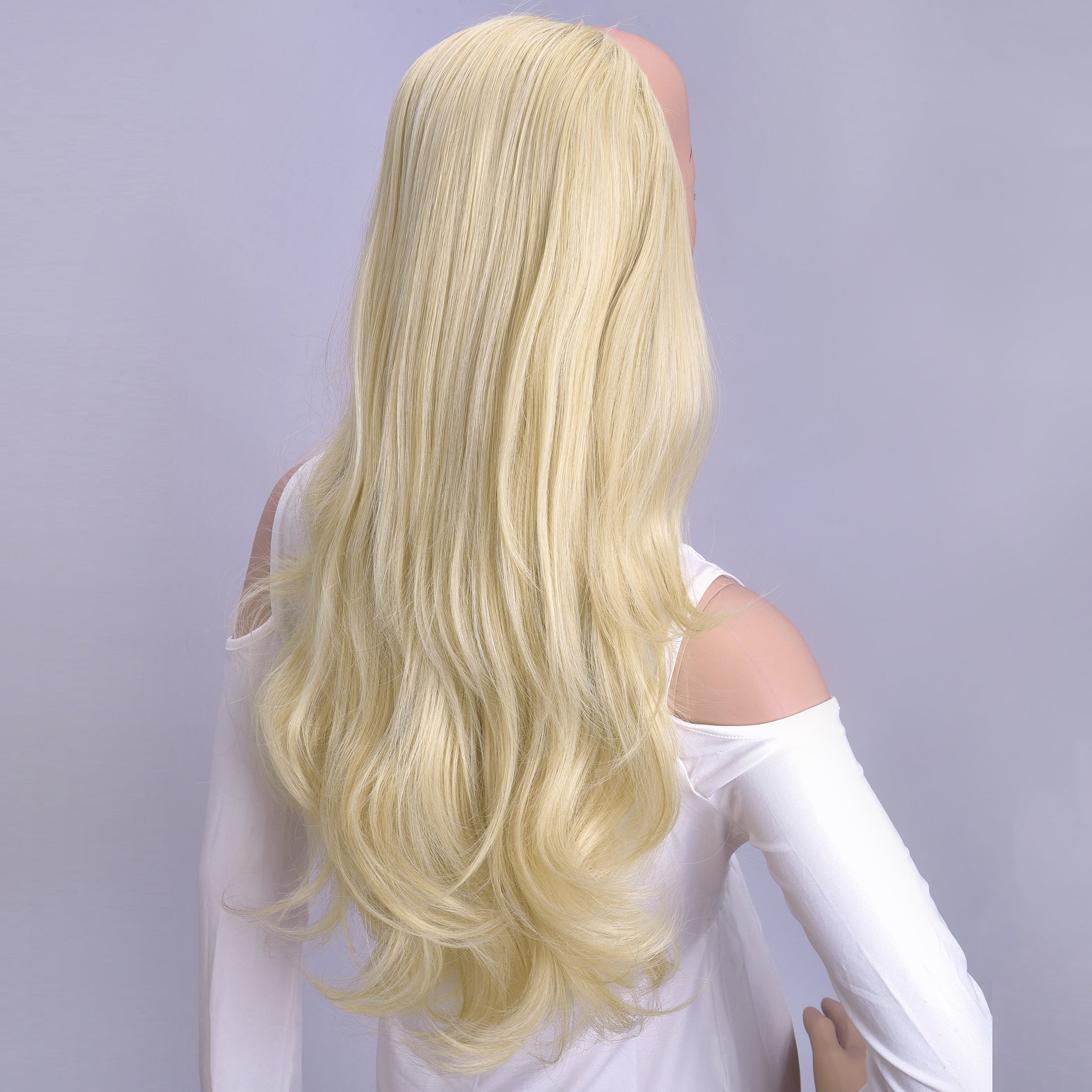 Silike 24" Long Wavy Clip in Half Head Tied Wig Premium Japanese Synthetic Fibers Hair Extensions for Women, 210g, Natural Looking Voluminous Waves for Added Length & Thickness, Heat Resistant