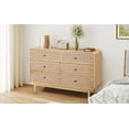 thumbnail image 3 of Wirrytor 6 Drawer Wood Dresser with Flax Panel, Modern Natural Dresser Chest with Solid Wood Legs & Anti-Tip Device, Spacious Storage Drawer Cabinet for Living Room, Bedroom, Home Office, 3 of 13