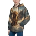 thumbnail image 2 of Kdxio Cloud Rainbow Winged Dog Pattern Boys Athletic Unisex Boys Girls Hoodie with Pocket Sweatshirts-Small, 2 of 6