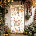 thumbnail image 2 of Hello Fall Door Cover Decorations Hello Autumn Door Banner Background Welcome Harvest Porch Door Sign Maple Leaves Front Door Cover for Thanksgiving Indoor Outdoor Decor Party Supplies, 2 of 6