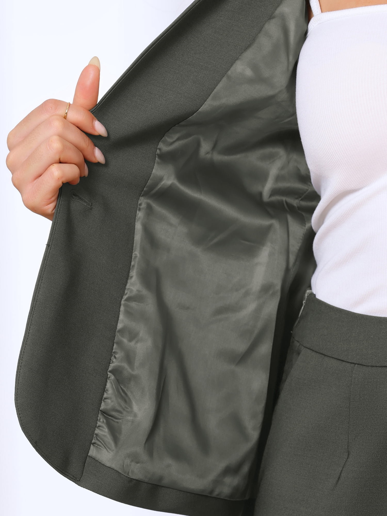 DARING DIVA Women's Dressy 2 Pieces Office Blazer and Pants Set M Dark Gray