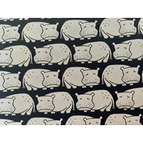Rising Sun - Weary Hippo - Black Fabric - Loes Van Oosten | 1/2 Yard, 44"