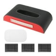 thumbnail image 1 of Soporte para Pañuelos de Coche Único Bargains con Alfombrilla Antideslizante Organizador de Caja de Pañuelos de Coche con Placa de Número PU 9.25"x5.12"x1.77" Negro Rojo 1 Pc, 1 of 6