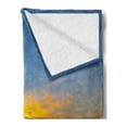 thumbnail image 2 of Yellowstone Soft Flannel Fleece Blanket, Yellowstone National Park Sunrise on Lakeside Romantic Nature Outdoor Picture, Cozy Plush for Indoor and Outdoor Use, 70" x 90", Yellow Blue, by Ambesonne, 2 of 5