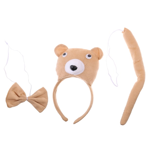 Disfraz De Oso Peluche Completo 4 Piezas: Diadema Con Orejas, Nariz, Pajarita Y Cola, Para Niños Y Adultos, Ideal Para Carnaval Y Fiestas