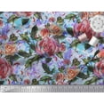 thumbnail image 2 of Soimoi Moss Georgette Fabric Leaves & Rose Flower Print Fabric by Yard 42 Inch Wide, 2 of 3
