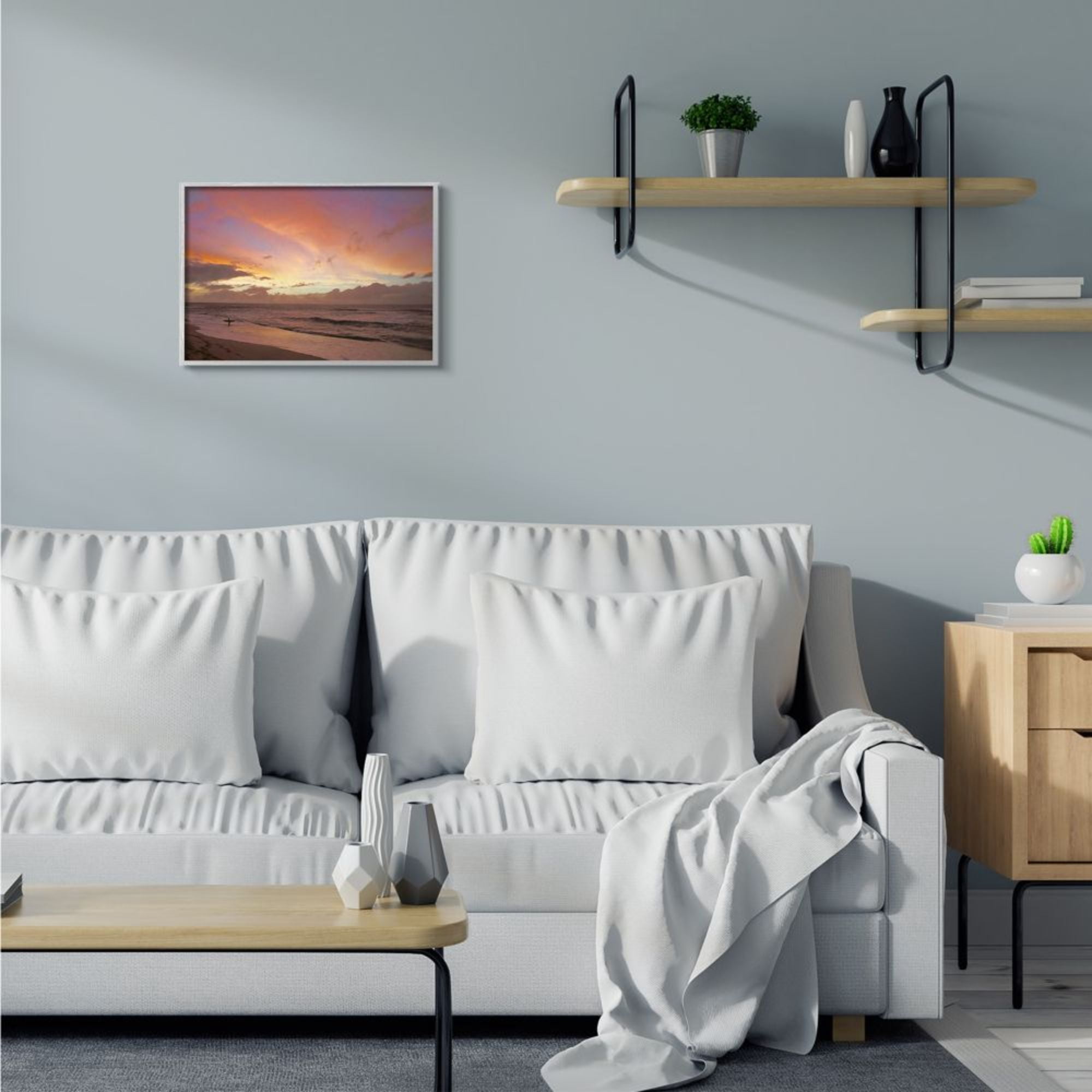 Stupell Industries Surfing Beach Waves Cloudy Sunset Sky Design by Unsplash