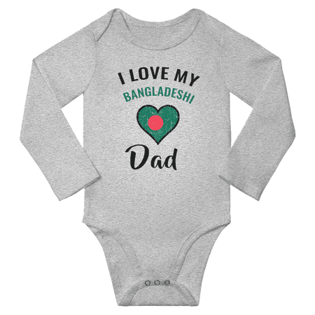 

I Love My Bangladeshi Dad Baby Long Slevve Bodysuit (Gray 3-6 Months)