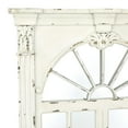 thumbnail image 5 of DecMode Cream Wood Distressed Vintage Scrolled Window Pane Room Wall Mirror with Arched Top and Columns, 37" x 3" x 52", 5 of 13