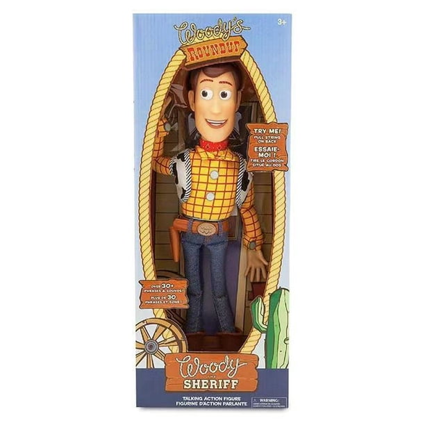 Toy Story Sheriff Woody Tris sonido y brillo pastoral Buzz Lightyear muñeca en caja, adorno de colección, juguetes de vacaciones, regalos, nuevo