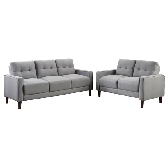 Bowen 2-piece Upholstered Track Arm Tufted Sofa Set Grey