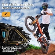 Actbest Folding Electric Bike for Adults, 20 Fat Tires Ebike, 500W Motor Foldable E-bike with 48V 12AH Battery, 7 Speed Electric Bicycle, 19.8MPH, Dual Suspension, Free Mirror & Lock (Orange)
