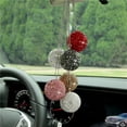 thumbnail image 2 of Hloma Car Rear View Mirror Rhinestones Ball Pendant Hanging Ornament Interior Decor, 2 of 8