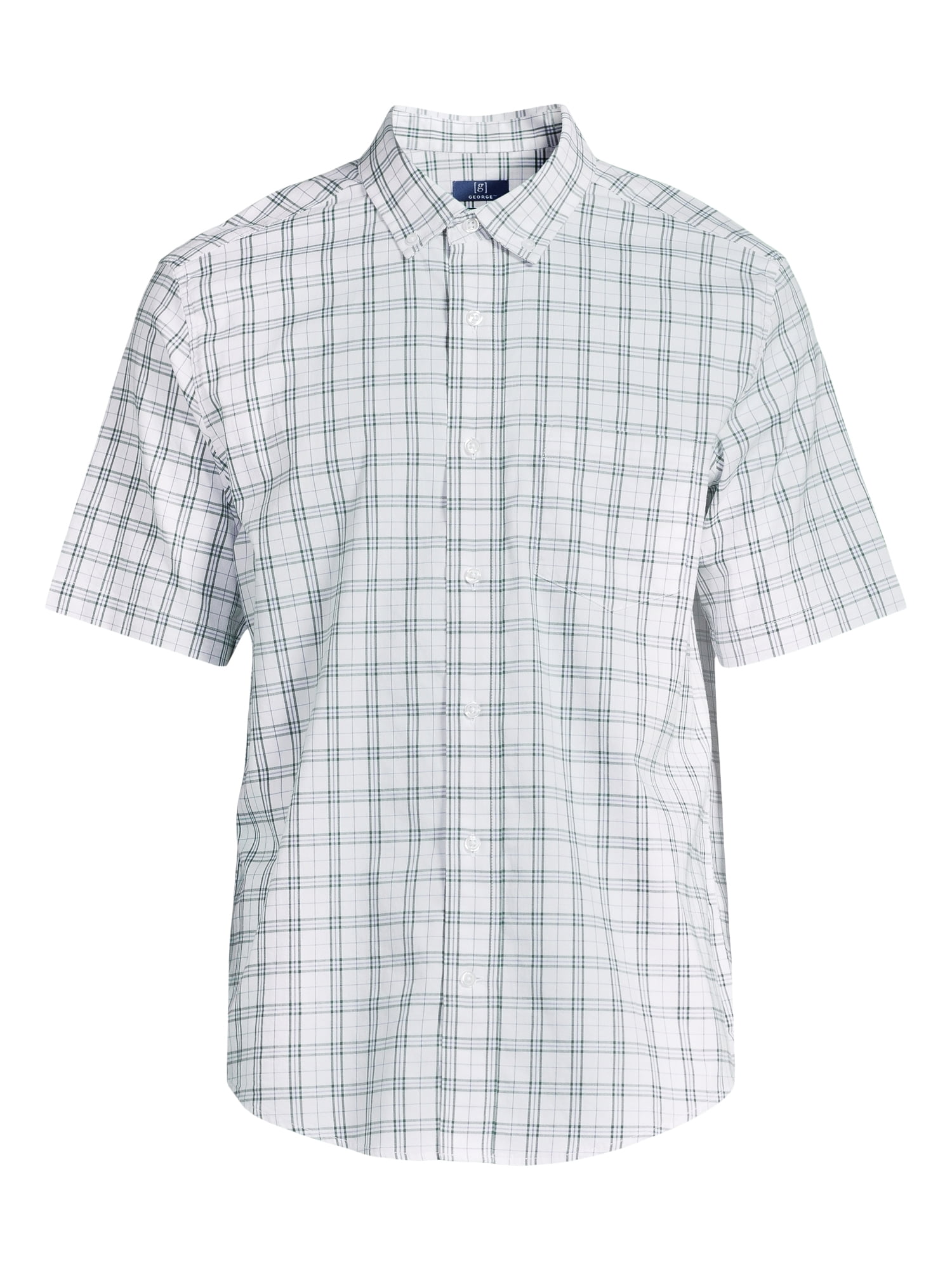 George Men's & Big Men's Short Sleeve Poplin Button-Up Shirt, Sizes S-3XL