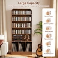 thumbnail image 5 of WIRRYTOR 70" Tall Record Player Stand with Hutch, Mid Century Vinyl Record Storage Cabinet with 4 Adjustable Shelves 500+ Albums, Walnut, 5 of 10