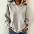 thumbnail image 5 of DailyTrove Women Fake Two Piece Collar V Neck Sweatshirt Oversized Long Sleeve Solid Fleece Pullover Top, 5 of 8