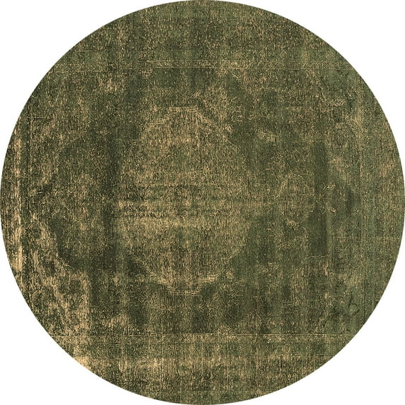 Ahgly Company Indoor Round Oriental Brown Industrial Area Rugs, 3' Round