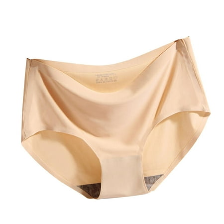 knqrhpse Seamless Underwear for Women No Show Underwear Women Spring/Summer Ice Silk Traceless Breathable Mid Waist Triangle Underwear Cotton Underwear Panties for Women Khaki 2XL
