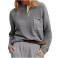 thumbnail image 2 of Lilgiuy Women's Sweater Women's Round Neck Long Sleeve Pocket Knitted Shirt Lazy Style Sweater for Home Leisure, 2 of 5