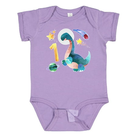 

Inktastic First Birthday Dinosaur Astronaut with Stars and Planet Gift Baby Boy or Baby Girl Bodysuit