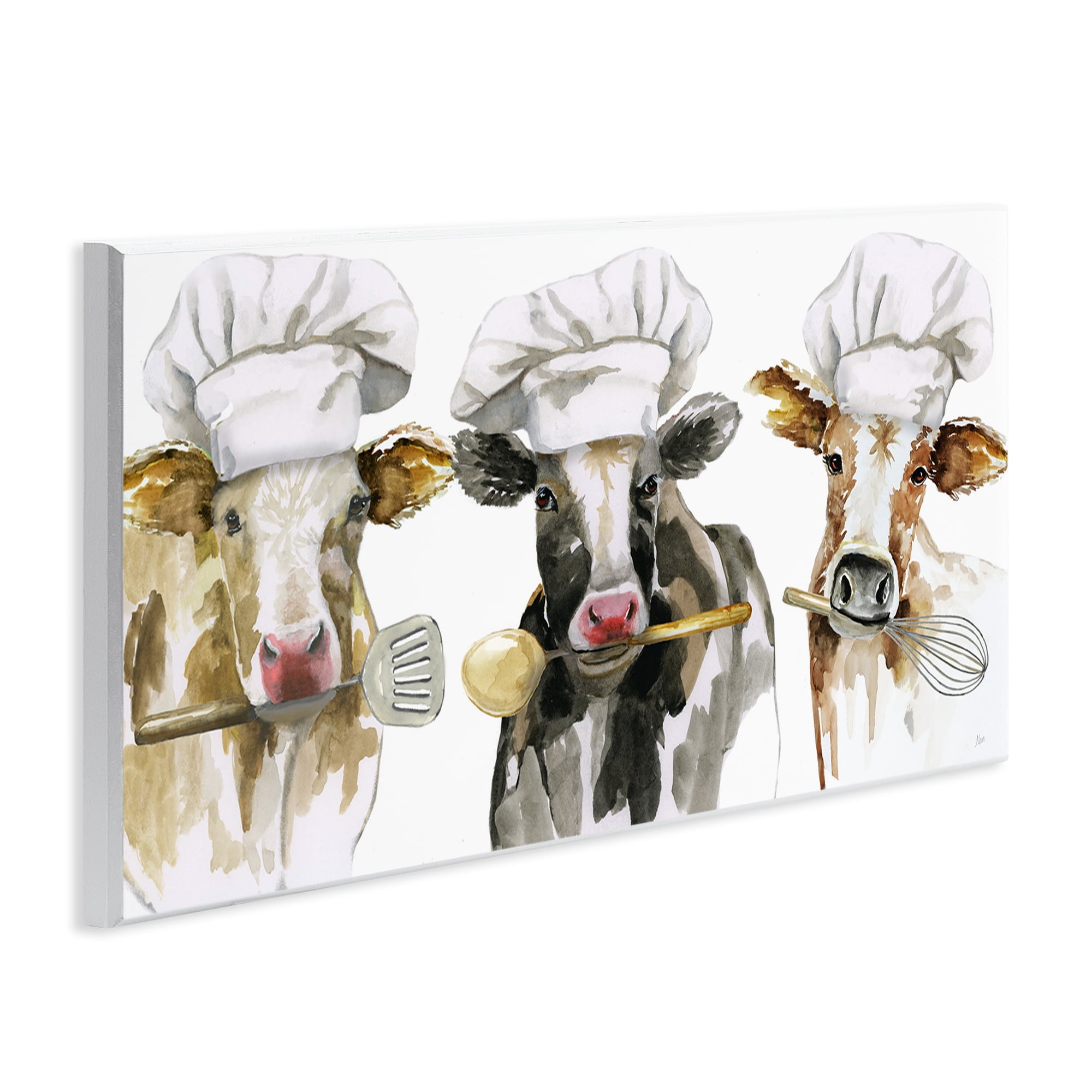 Stupell Industries Cow Chefs with Utensils Wall Plaque Art, design by Nan