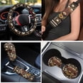 thumbnail image 3 of Yuyamidu Highland Cow Car Seat Covers Full Set Brown Aztec Car Carpet Mats Steering Wheel Cover Sunflower Safe Belt Pads Handbrake Cover Set Coasters, Set of 15, 3 of 6