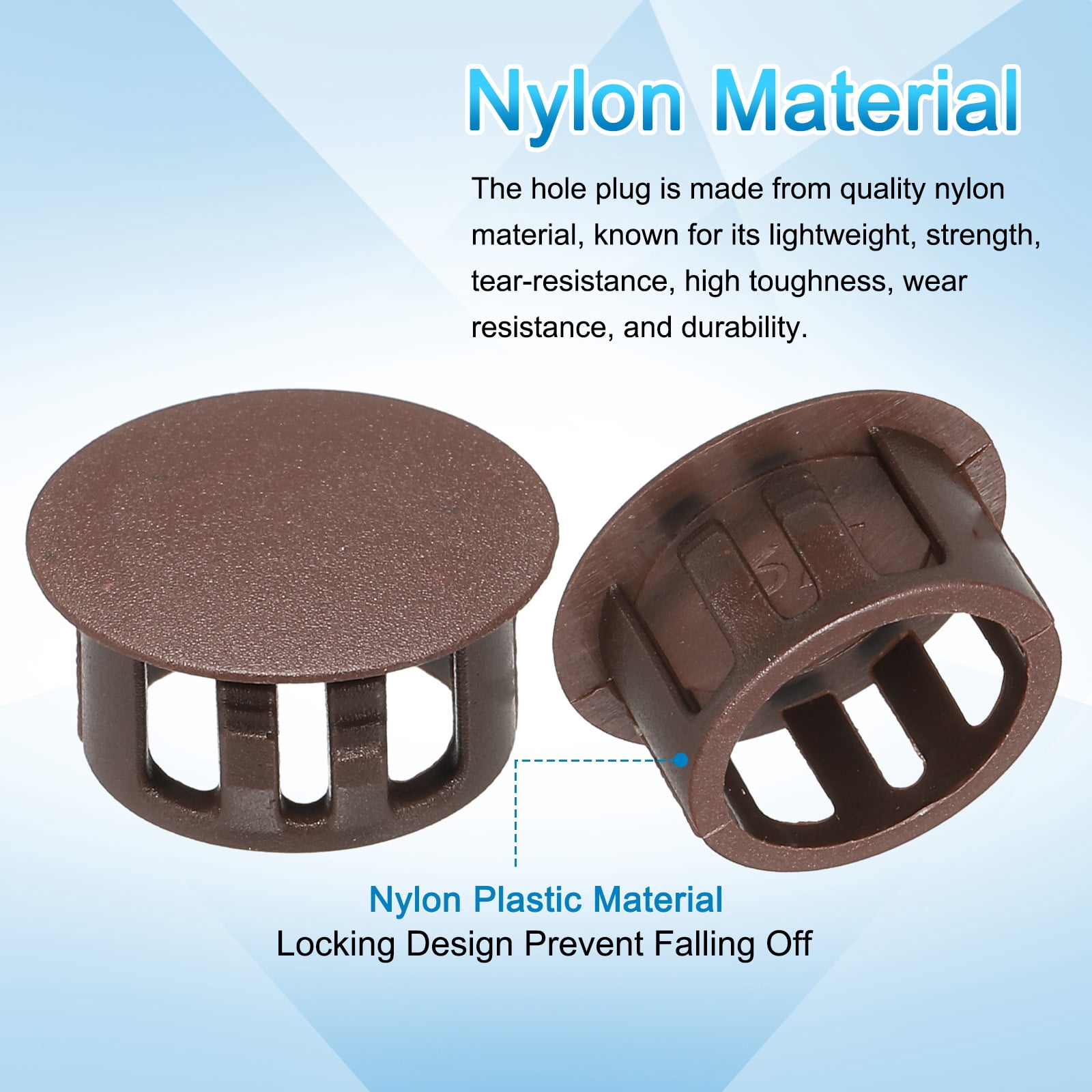Unique Bargains Durable Plastic Hole Plugs for Furniture Applications Dark Brown 1/2"