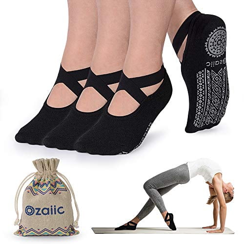 Non Slip Yoga Socks for Pilates Barre Ballet Dance, Anti Skid Hospital  Slipper Delivery Socks with Grips for Women - Walmart.com
