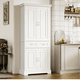 thumbnail image 1 of Homfa 70.9'' Tall Kitchen Pantry with 4 Doors, 2 Drawer Modern Freestanding Storage Cabinet for Dining Room Living Room, White, 1 of 1