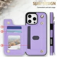 thumbnail image 6 of Allytechgroup Flip Wallet Case for iPhone 16 Pro with Cards Holder, PU Leather Phone Case with Lanyard Kickstand Shockproof Back Cover for iPhone 16 Pro, Purple, 6 of 8