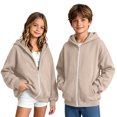 thumbnail image 3 of VIPOIN Full‑Zip Hoodie for Kids, Long Sleeve Hooded Sweatshirt for Boys Girls, Spring Fall Outerwear, 3 of 8