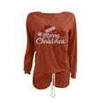 thumbnail image 3 of Womens Christmas Pjs Sets Crew Neck Sweatshirt Long Sleeve Blouses Tops Drawstring Relaxed Fit Shorts Causal Dressy Sleepwear Pjs Sets, 3 of 3