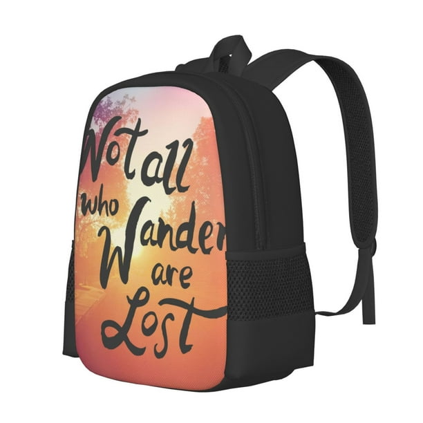Easygdp Not All Who Wander Are Lost Mochila de Gran Capacidad Minimalista Ideal para Escuela, Viajes y Uso Diario