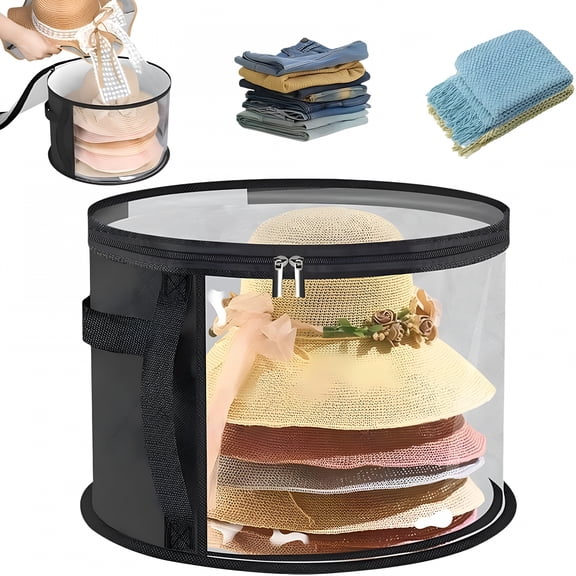 XIBUFE 2026 New Oversized Clear Hat Box Storage Bag for Women Holds Up to 7 Caps Cowboy Hat Organizer for Closet Wide Brims Hat Case with Carrying Handles