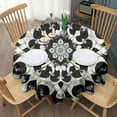 thumbnail image 3 of Black White Tie Dye Mandala Pattern Round Tablecloth 60"x60",Wrinkle Wipeable Table Cloth for Kitchen Dining Room Picnic Patio Party, 3 of 6