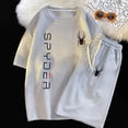 thumbnail image 2 of Traje de marca de verano para hombre, conjunto deportivo informal de lujo a la moda, cuello redondo, pantalones cortos sueltos de manga corta, conjunto de chándal de dos piezas con diseño de gofre, 2 of 4