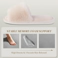 thumbnail image 3 of Parlovable Womens Fuzzy Faux Fur Slippers Cozy Spa Flat Fluffy Indoor House Shoes Slip on Outdoor Home Slipper Beige 9-10, 3 of 8