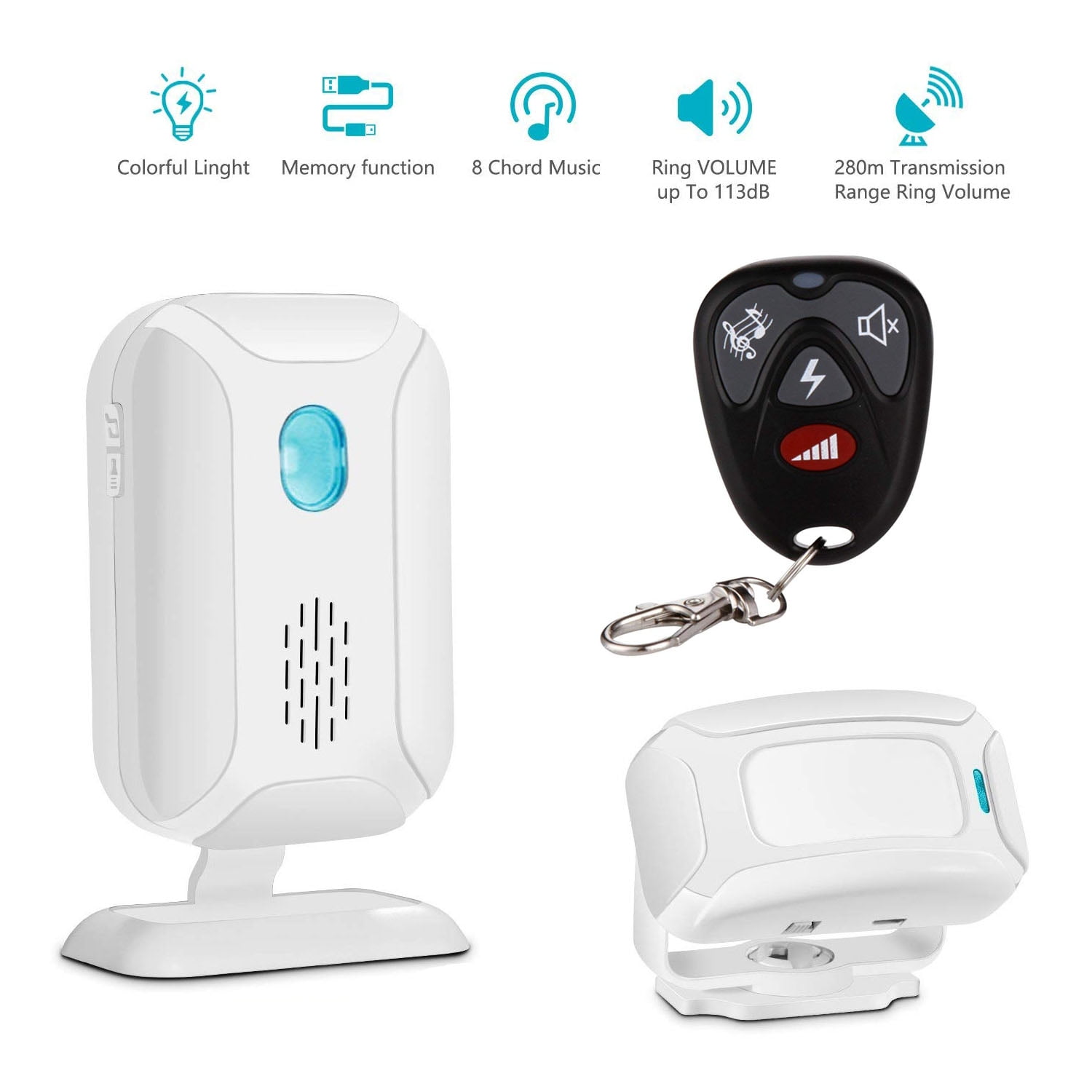 GREENCYCLE Wireless IR Motion Detector Alert (36 Chime Tunes,4 Volume