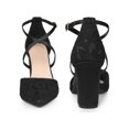 thumbnail image 5 of BLISSFUL STEP Pointed Toe Cross Straps Block Heel Lace Pumps for Women, 5 of 5