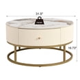 thumbnail image 3 of Round Coffee Table with 2 Drawers, Modern Marble Table with Marble Pattern and Gold Leg, Accent Cocktail Table, Round Center Table for Living Room, Office, 3 of 7