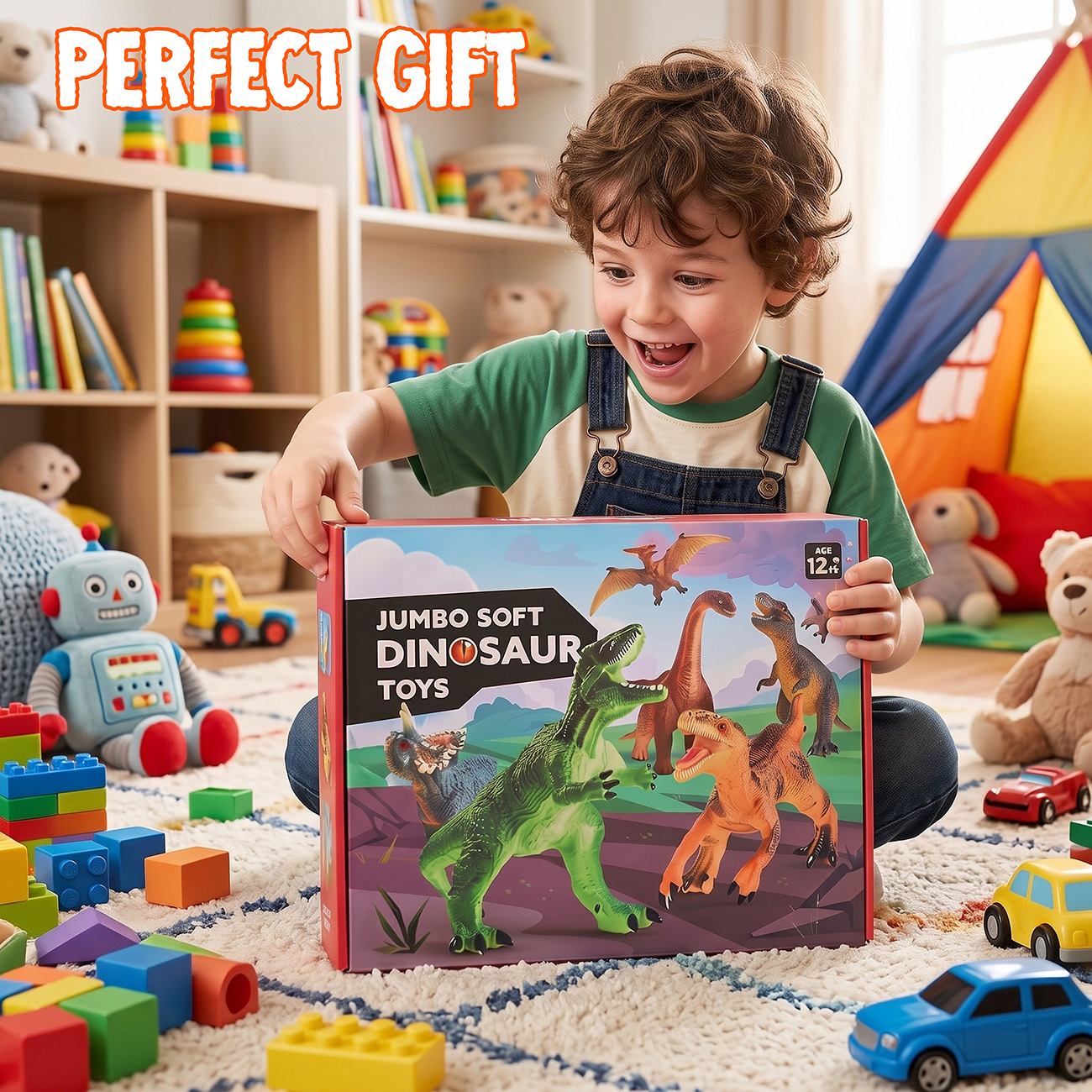 Joyfy 6-Piece Jumbo Dinosaur Figures with Educational Book photo 2