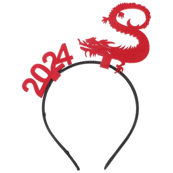 Tineasur Happy New Year Headband Red Fabric Gift Party Headbands for Adults 1Pack