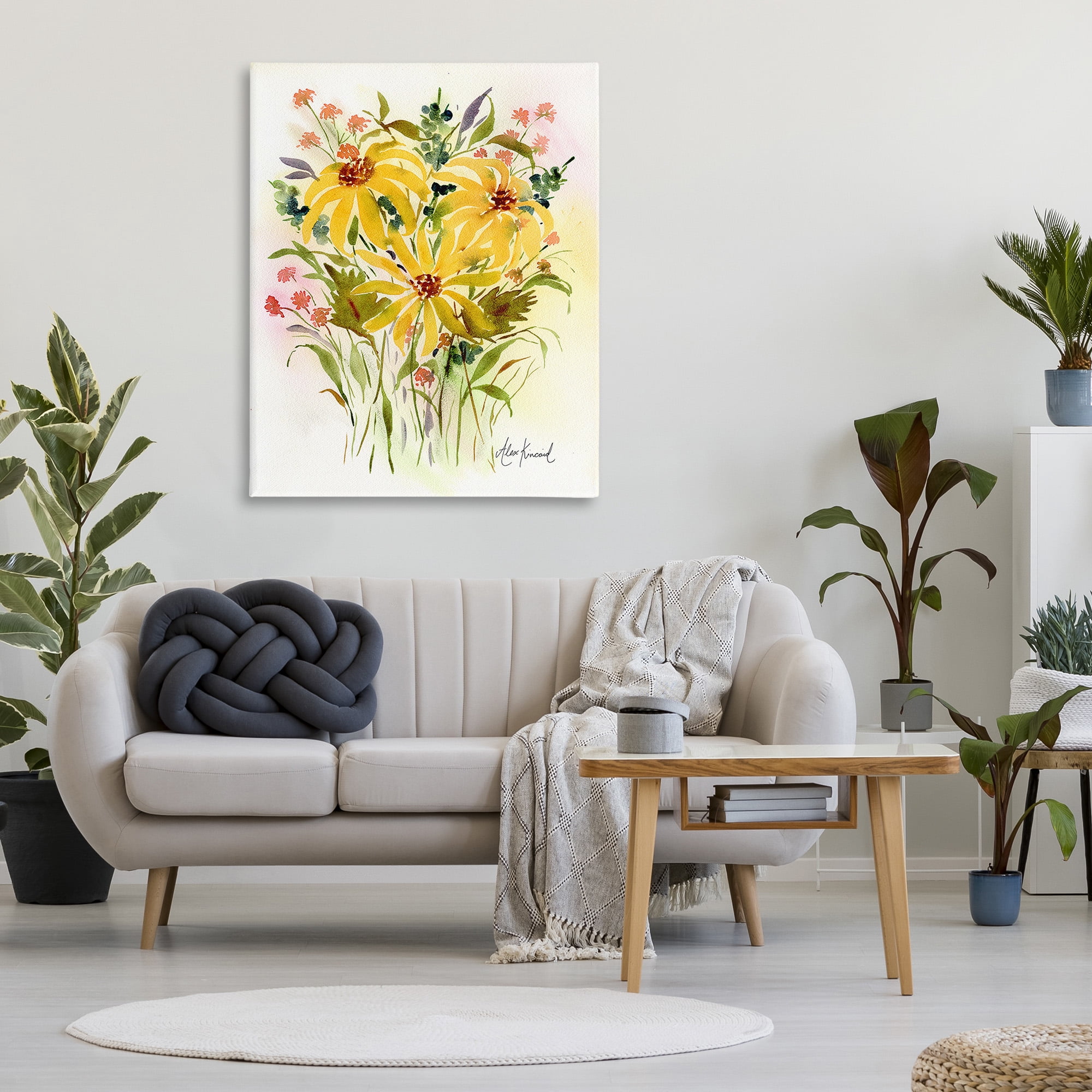 Stupell Industries Abstract Daisy Bunches Botanical & Floral Painting Gallery Wrapped Canvas Art Print Wall Art, 36 x 48
